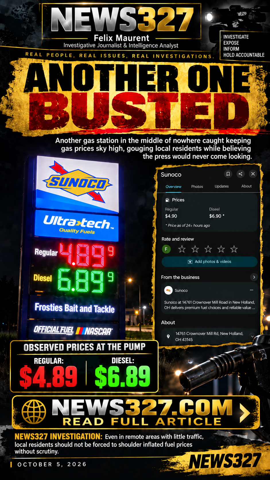 NEWS327 Flags New Holland Gas Station Over Sky High Fuel Prices